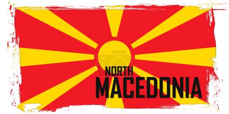 Téléchargez les illustrations : Drapeau de Macédoine du Nord, bannière avec texture grunge - en licence libre de droit