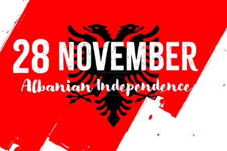 Téléchargez les illustrations : 28 novembre Fête de l'indépendance albanaise. Drapeau de l'Albanie avec texture grunge - en licence libre de droit