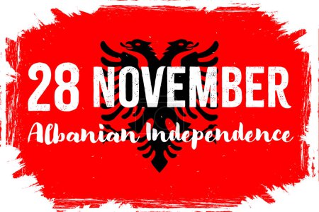 Téléchargez les illustrations : 28 novembre Fête de l'indépendance albanaise. Drapeau de l'Albanie avec texture grunge - en licence libre de droit