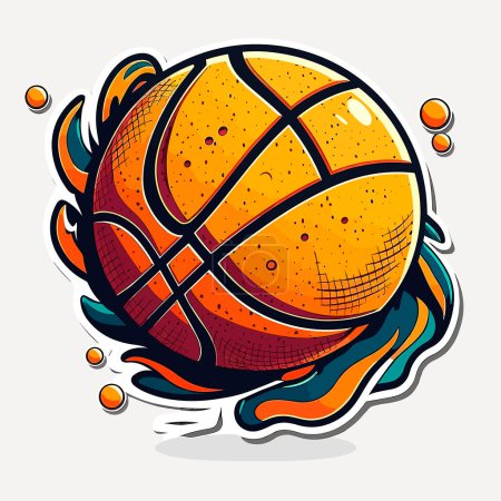 Illustration for Basketball ball icon. Rubber ball. Sports equipment. cartoon vector illustration, white background, label, sticker - Royalty Free Image