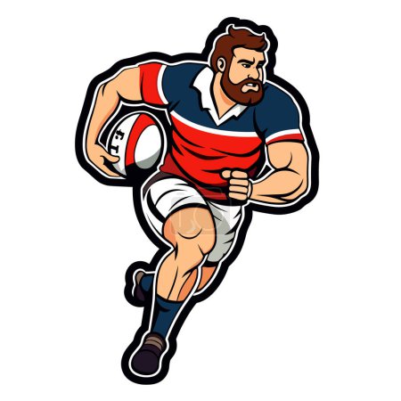 Illustration for Rugby man player silhouette isolated background. Contact ball sport discipline. cartoon vector illustration, label, sticker - Royalty Free Image