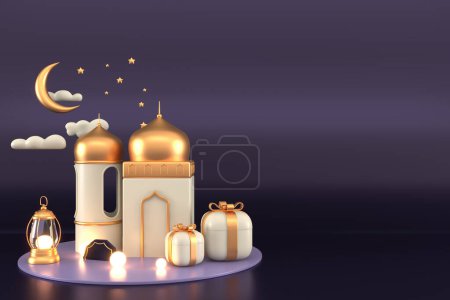 Téléchargez les photos : Ramadan Kareem Greeting Background Islamic 3d illustration design - en image libre de droit