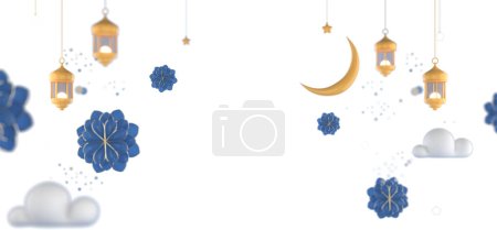 Eid al-Adha días festivos oficiales que se celebran dentro del Islam. Ilustración 3d de Eid al-Adha.