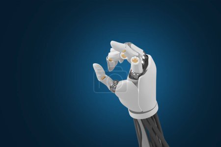 Photo for 3d rendering Hands of Tomorrow, Dive into the Future as the Robotic Hand, Illuminated on a blue Background, Propels Us into an Era of Intelligent Automation and Innovation. - Royalty Free Image