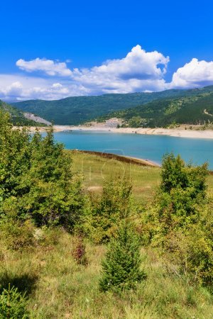 Photo for Amazing view of curvy, meandering Zavoj lake on Old Mountain, Serbia. Zavojsko Lake near Pirot - Royalty Free Image