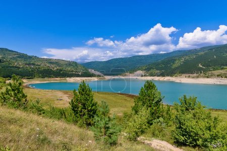 Photo for Amazing view of curvy, meandering Zavoj lake on Old Mountain, Serbia. Zavojsko Lake near Pirot - Royalty Free Image