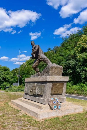 Photo for Ljig, Serbia - July 13, 2022: The monument to the Battle of Ljig in 1941 was erected in 1981 at the entrance to Ljig as a sign of lasting memory of the fight against the enemy in World War II. - Royalty Free Image