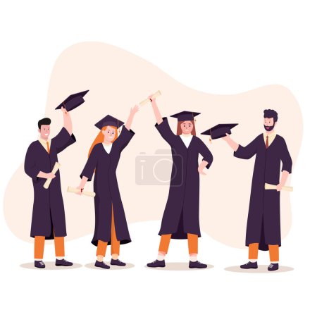 Illustration for Vector illustration of people graduated from college. Illustration for websites, landing pages, mobile applications, posters and banners. Trendy flat vector illustration - Royalty Free Image