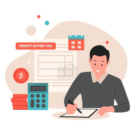 Illustration for Profit after tax concept illustration. Illustration for websites, landing pages, mobile apps, posters and banners. Trendy flat vector illustration - Royalty Free Image