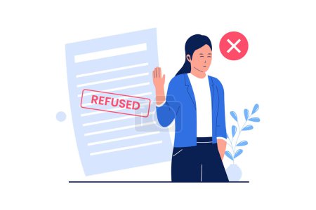 Illustration for Vector flat of refused paper document . Vector flat illustration - Royalty Free Image