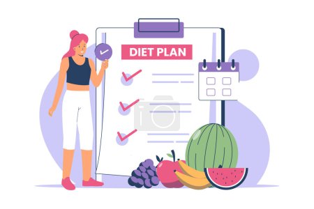 Illustration for Diet plan checklist concept. Healthy diet plan schedule checklist. Flat illustration concept - Royalty Free Image