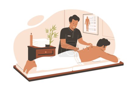 Acupuncture treatment concept, Alternative Medicine Concept. Flat illustration concept