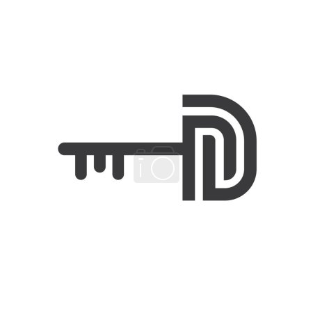 D letter key icon vector concept design template web