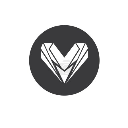 black v letter icon vector element design template