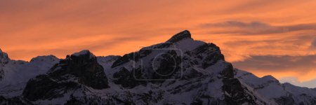 Photo for Orange sky over Mount Schluchhore, Swiss Alps. - Royalty Free Image