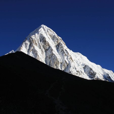 Téléchargez les photos : Majestueux Mont Pumori après de nouvelles chutes de neige, vue depuis Gorakshep, Népal. - en image libre de droit
