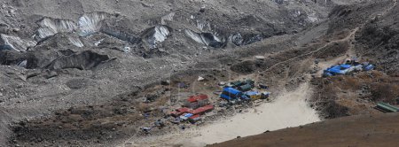 Khumbu Glacier and Gorak Shep, last place before the Everest Base Camp, Nepal.
