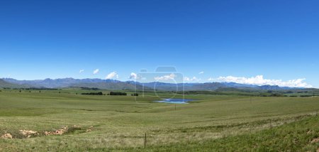 Photo for Green fields with the mountain in the background Drakensberg South Africa - Royalty Free Image