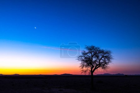 Téléchargez les photos : Couleurs bleu et orange du ciel après le coucher du soleil Kuiseb Canyon Namibie - en image libre de droit