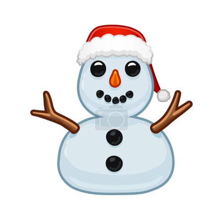 Téléchargez les illustrations : Icône drôle de bonhomme de neige dessin animé avec chapeau pour le web et l'application - en licence libre de droit