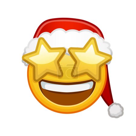 Christmas grinning face with starry eyes Large size of yellow emoji smile