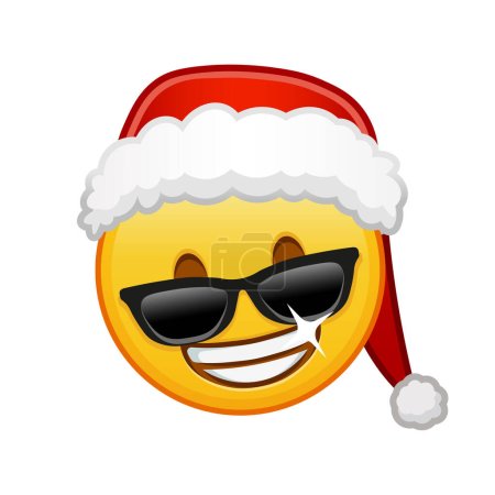 Weihnachten lächelndes Gesicht mit Sonnenbrille Großes gelbes Emoji-Lächeln