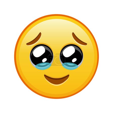 Ilustración de Cara feliz con lágrimas Gran tamaño de emoji amarillo sonrisa - Imagen libre de derechos
