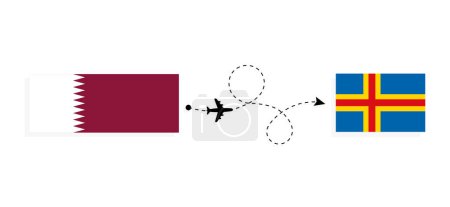 Téléchargez les illustrations : Vol et voyage du Qatar à Aland en avion de passagers Concept de voyage - en licence libre de droit