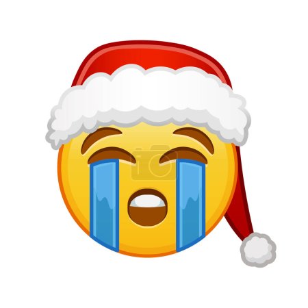 Weihnachtsgesicht weint laut Großes gelbes Emoji-Lächeln