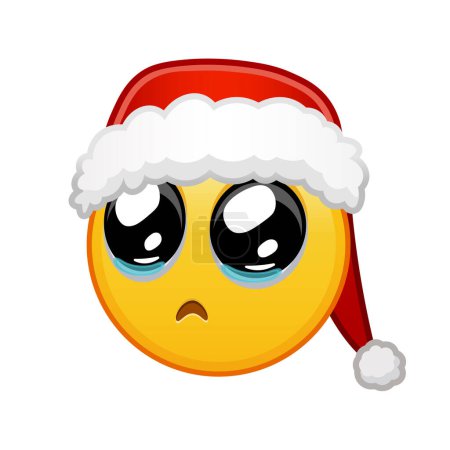 Ilustración de Cara de Navidad con ojos suplicantes Gran tamaño de emoji amarillo sonrisa - Imagen libre de derechos