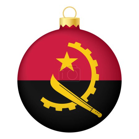 Illustration for Christmas tree ball with Angola flag. Icon for Christmas holiday - Royalty Free Image