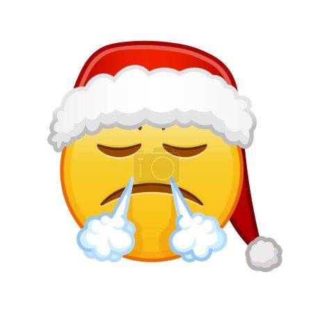 Téléchargez les illustrations : Visage de Noël avec une expression de mécontentement Grande taille de sourire emoji jaune - en licence libre de droit