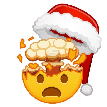 Visage choqué de Noël avec tête explosive Grande taille de sourire emoji jaune