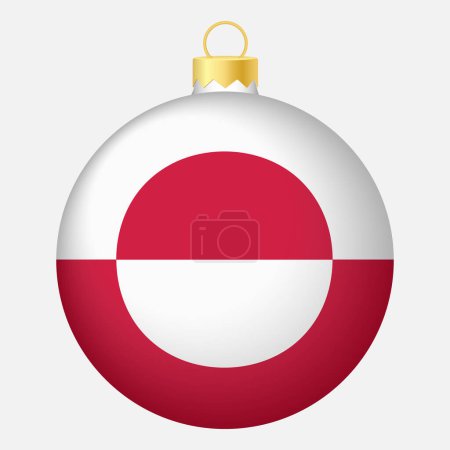 Téléchargez les illustrations : Boule d'arbre de Noël avec drapeau du Groenland. Icône pour vacances de Noël - en licence libre de droit