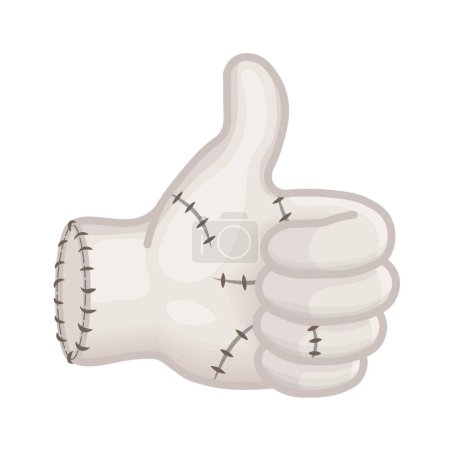 Illustration for Gesture Okay or thumb up of scarred hand Concept of Thing Large size of pale emoji hand - Royalty Free Image