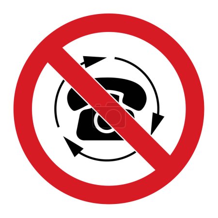 Ilustración de Silueta de teléfono o smartphone en círculo cruzado rojo aislado sobre fondo - Imagen libre de derechos
