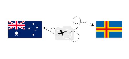Téléchargez les illustrations : Flight and travel from Australia to Aland by passenger airplane Travel concept - en licence libre de droit