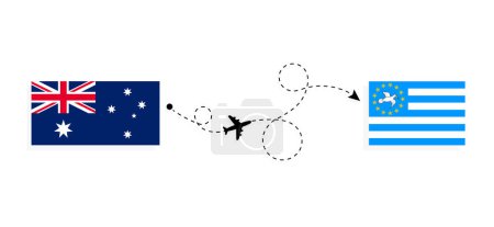 Illustration for Flight and travel from Australia to Southern Cameroons by passenger airplane Travel concept - Royalty Free Image
