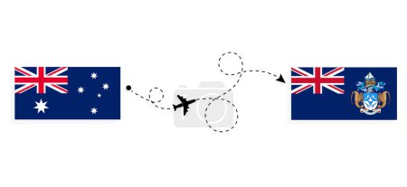 Téléchargez les illustrations : Flight and travel from Australia to Tristan da Cunha by passenger airplane Travel concept - en licence libre de droit