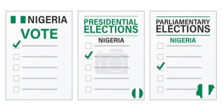 Ilustración de Nigeria elections Voting ballot mockup for presidential and parliamentary elections - Imagen libre de derechos