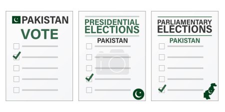 Téléchargez les illustrations : Pakistan elections Voting ballot mockup for presidential and parliamentary elections - en licence libre de droit