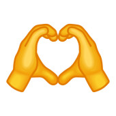 Two hands forming a heart shape  Large size of yellow emoji hand Stickers #636689478