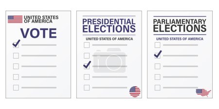 Téléchargez les illustrations : USA elections Voting ballot mockup for presidential and parliamentary elections - en licence libre de droit