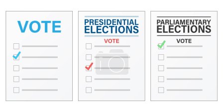 Téléchargez les illustrations : Voting ballot mockup icon for presidential and parliamentary elections - en licence libre de droit