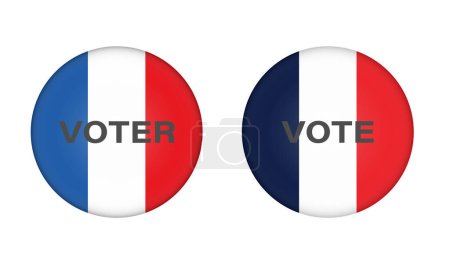 Ilustración de 2022 elección presidencial en Francia insignia o botón con bandera francesa - Imagen libre de derechos