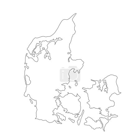 Mapa altamente detallado del Reino de Dinamarca con fronteras aisladas sobre el fondo