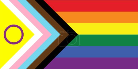 Téléchargez les illustrations : Nouveau drapeau de fierté Progress Le drapeau de fierté Progress obtient un intersexe - en licence libre de droit