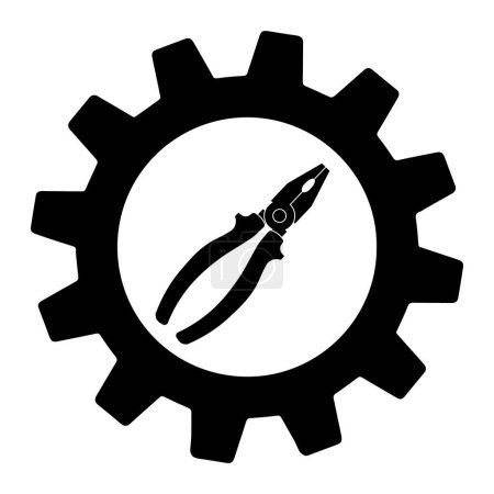 Illustration for Technical electric pliers icon in gear. Outline technical electric pliers vector icon for web design - Royalty Free Image