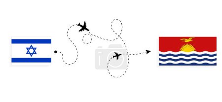 Ilustración de Vuelo y viaje de Israel a Kiribati en avión de pasajeros Concepto de viaje - Imagen libre de derechos