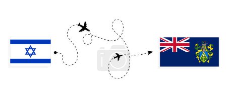 Ilustración de Vuelo y viaje de Israel a Islas Pitcairn en avión de pasajeros Concepto de viaje - Imagen libre de derechos
